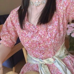 Laura Ashley Vintage pink floral dress cottagecore